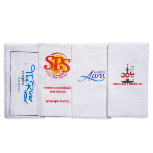 Салфетки сгънати с лого 2 цвята