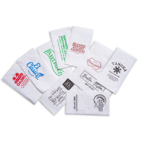 Салфетки сгънати с лого 1 цвят